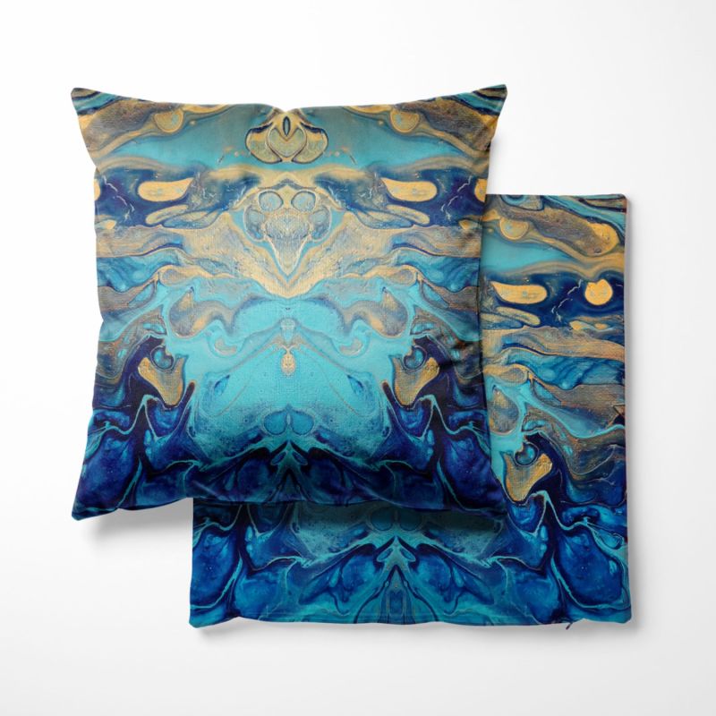 Cotton Cushion With Blue Abstract Painting image