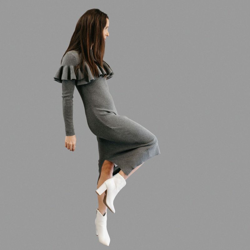 Cotton Jersey Ruffle Dress — Gray image