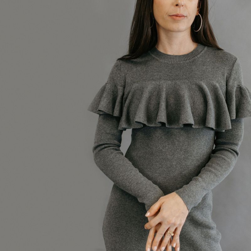 Cotton Jersey Ruffle Dress — Gray image