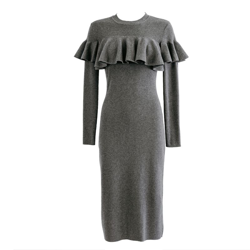 Cotton Jersey Ruffle Dress — Gray image