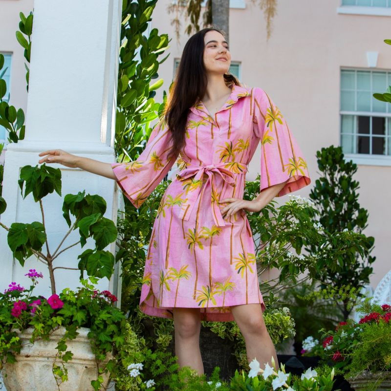Serendipity Little Spring Pink Kimono Top Apron Skirt Three Piece Set