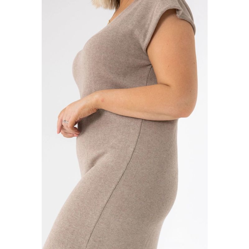 Cotton Knitted Midi Dress Grey image