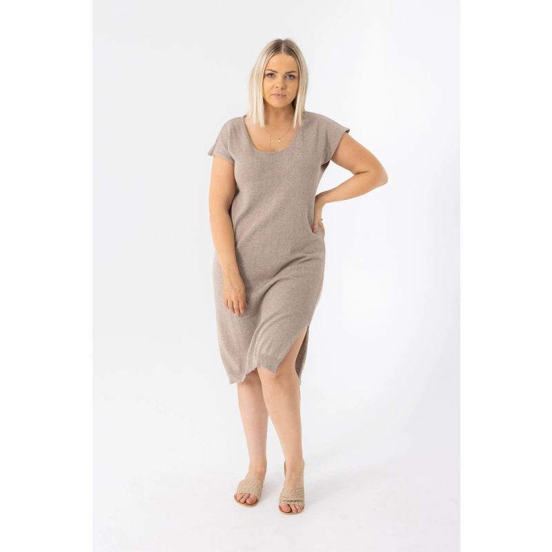 Cotton Knitted Midi Dress Grey image