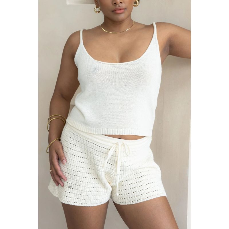 Cotton Knitted Singlet Cream Top image