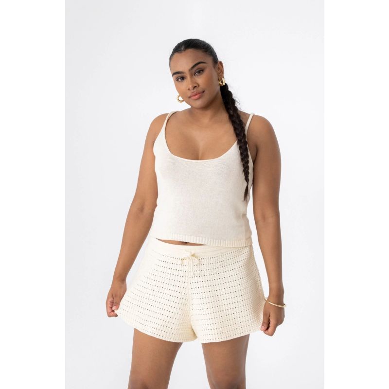 Cotton Knitted Singlet Cream Top image