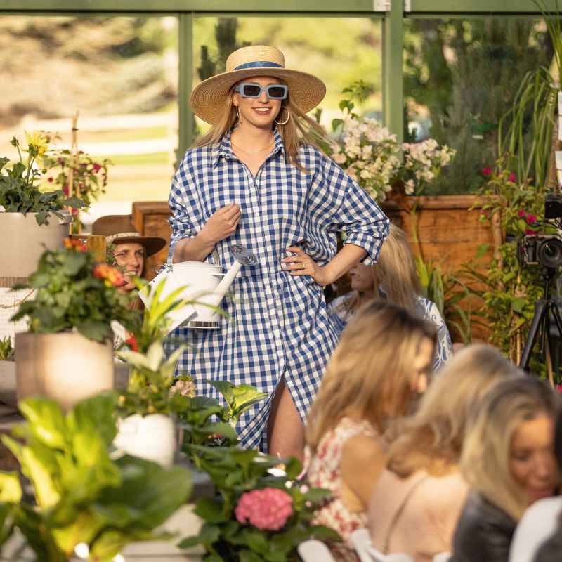 Cotton Linen Gingham Shirt Dress Cobalt Blue Zenzee Wolf & Badger