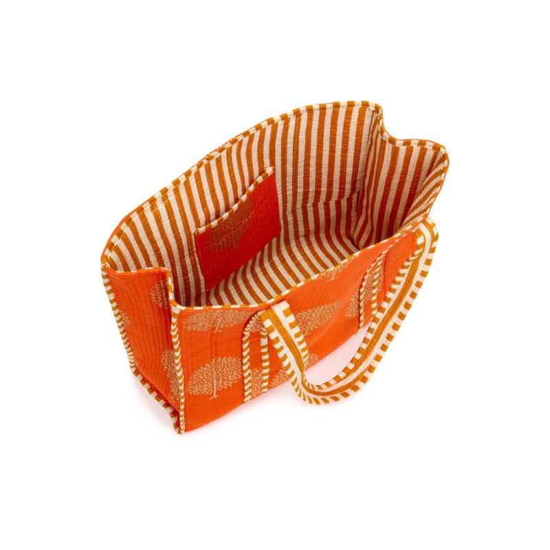 Cotton Tote Bag In Tangerine & Gold image