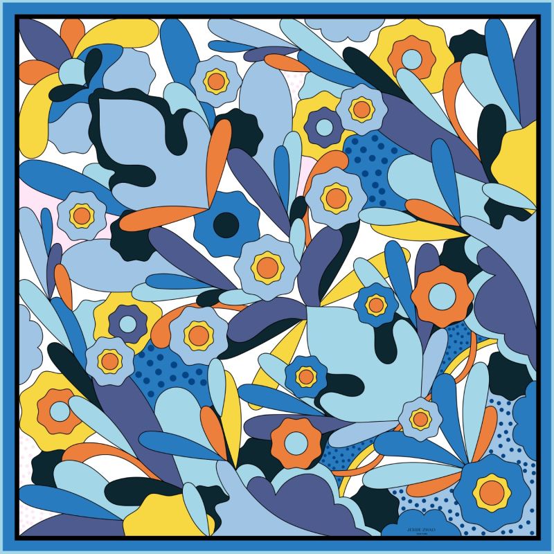 Double Sided Silk Bandana Of Ocean Imagination image