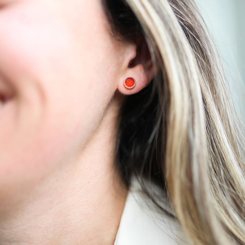 Barcelona July Birthstone Stud Earrings - Carnelian image