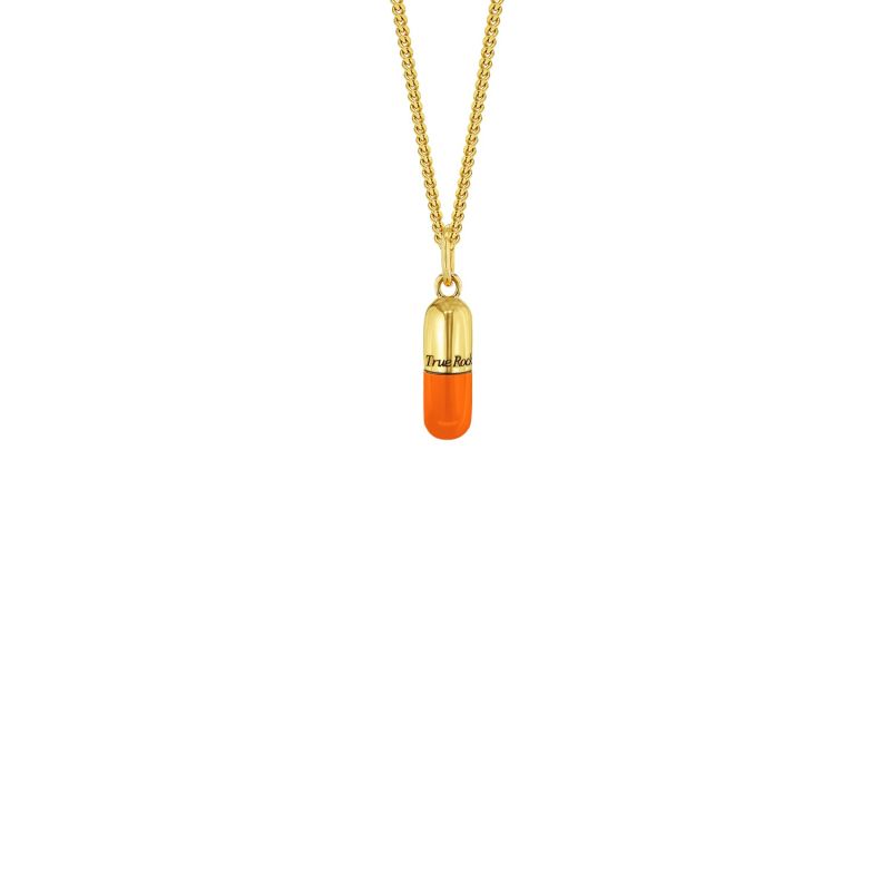 2 Tone Sterling Silver & 18Kt Gold Plated Mini Pill Pendant image