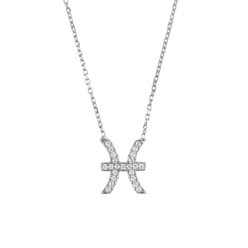 Zodiac Star Sign Pendant Necklace Silver Pisces image