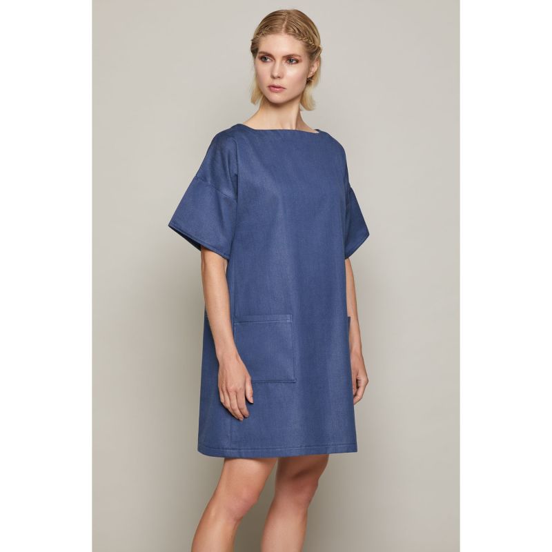 Paula Dress In Organic Denim Navy image