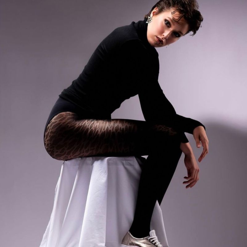 Italian Made Eco-Friendly Leopard Spot Tights image