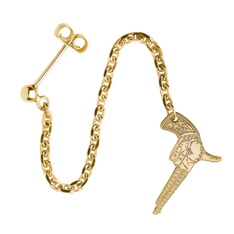 Gold Hand Gun Single Long Drop Earring image