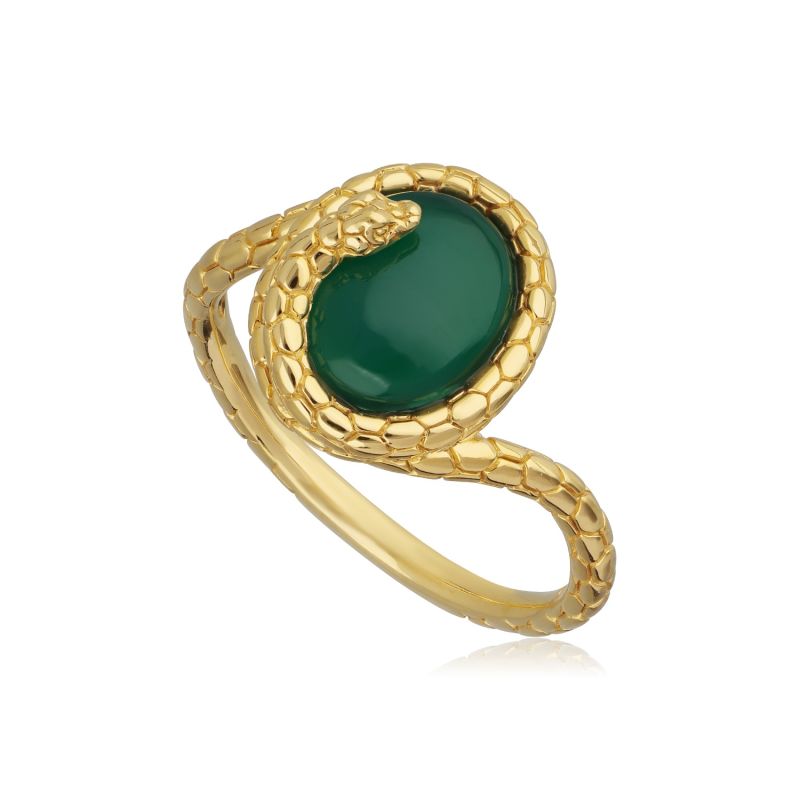 Ecfew Dyed Green Chalcedony Snake Ring image