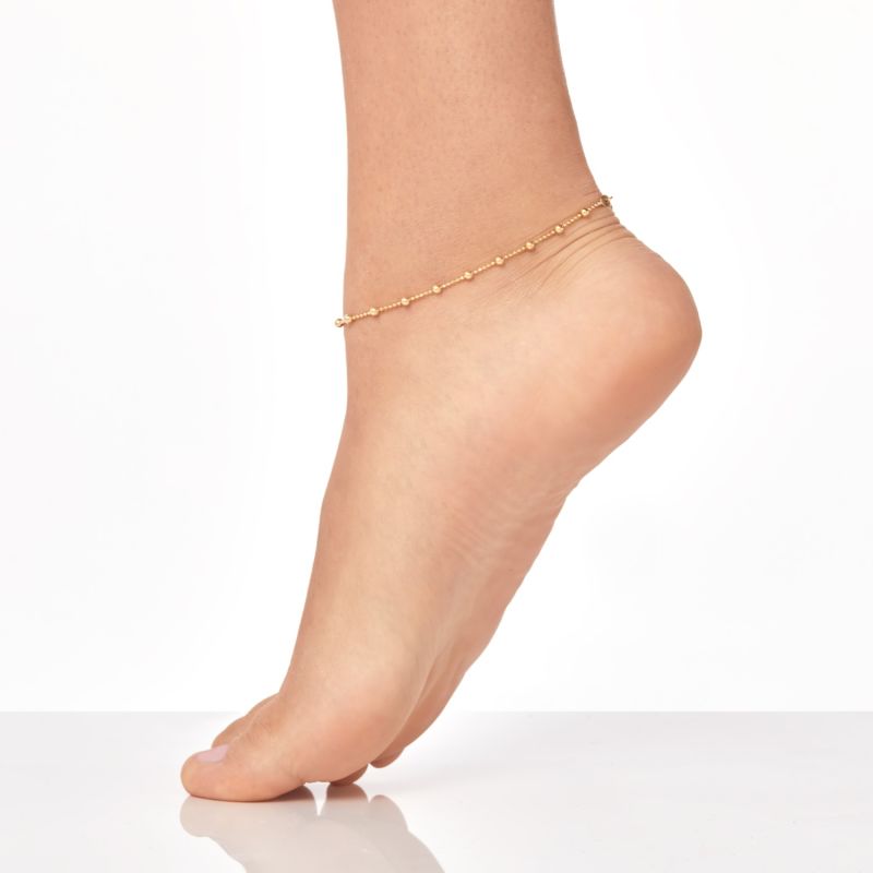 Yellow Gold Beaded Anklet image