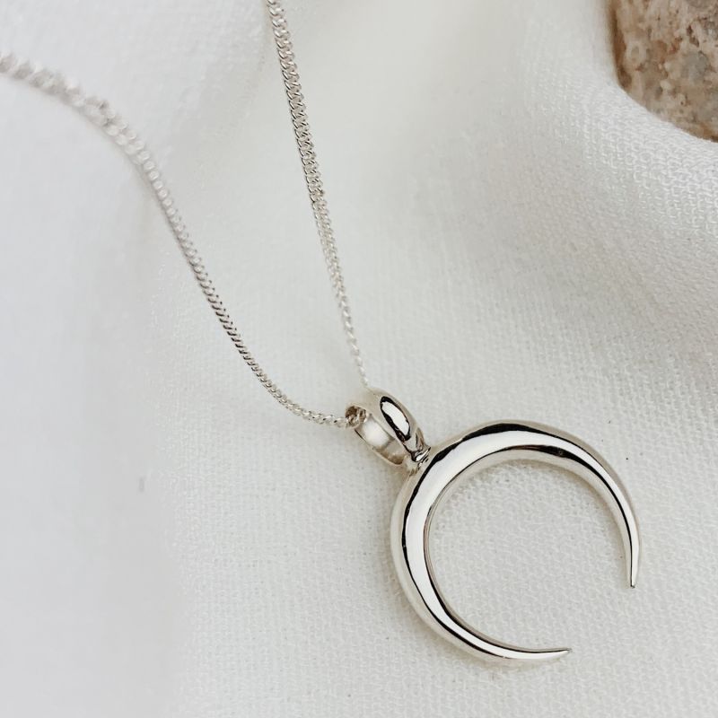 Crescent Moon Necklace Sterling Silver image