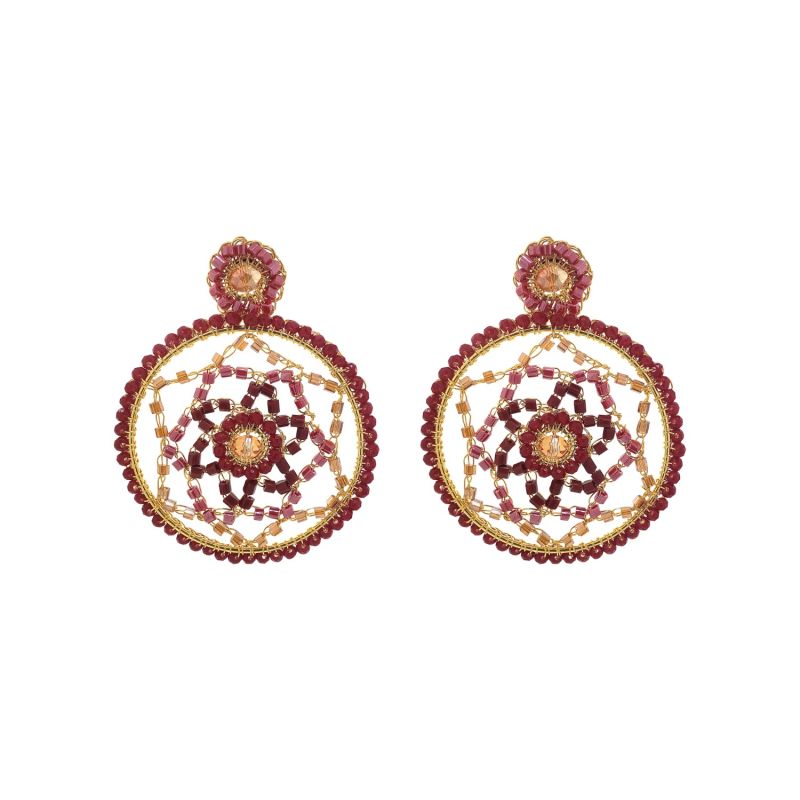 Crimson Red Lux Handmade Crochet Earrings image