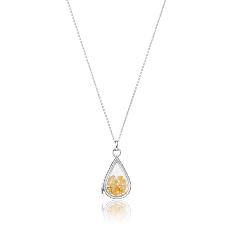 Sterling Silver Citrine Birthstone Teardrop Locket image