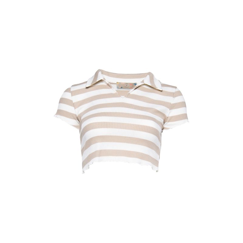 Crop Polo Tee - Beige image