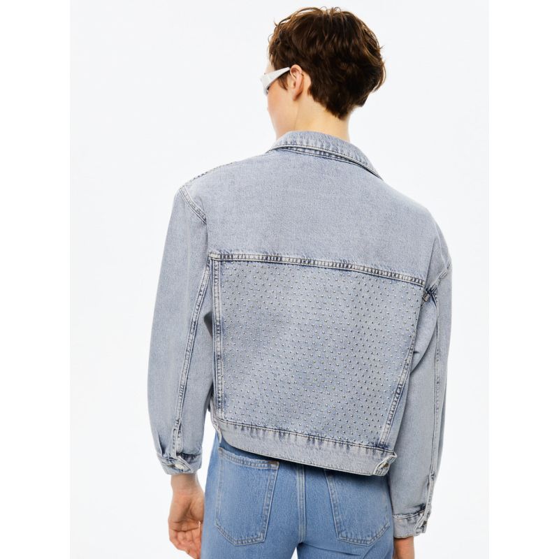 Cropped Denim Jacket With Shoulder Pads image