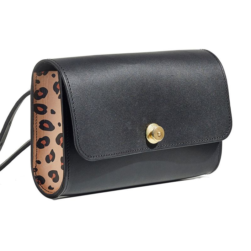 Cross Body Black Leopard Print Bag | SBRI | Wolf & Badger