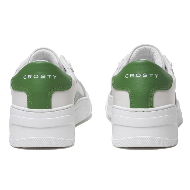 Crosty Onda Men’s Designer Sneakers - Off-White Italian Leather - Gray & Green Accents image