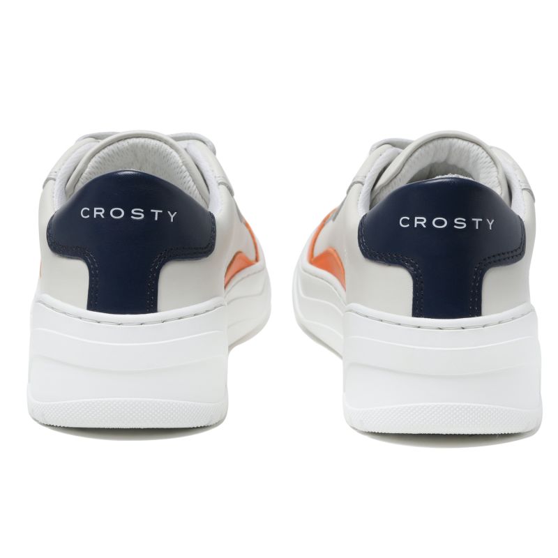 Crosty Onda Men's Designer Sneakers - Beige Italian Leather - Orange ...
