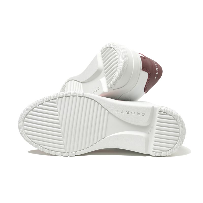 Crosty Onda Men's Designer Sneakers - White Italian Leather - Pink & Burgundy Accents image