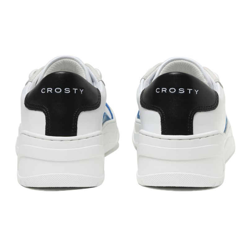 Crosty Onda Women’S Designer Sneakers - White Italian Leather - Blue & Black Accents image