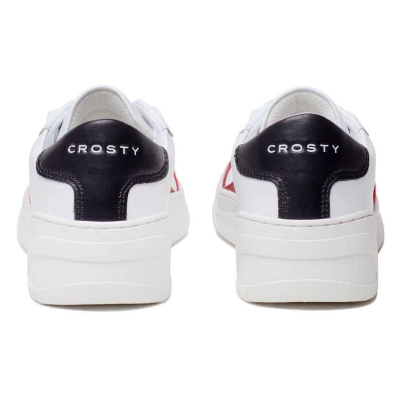 Crosty Onda Women's Designer Sneakers - White Italian Leather - Burgundy & Black Accents image