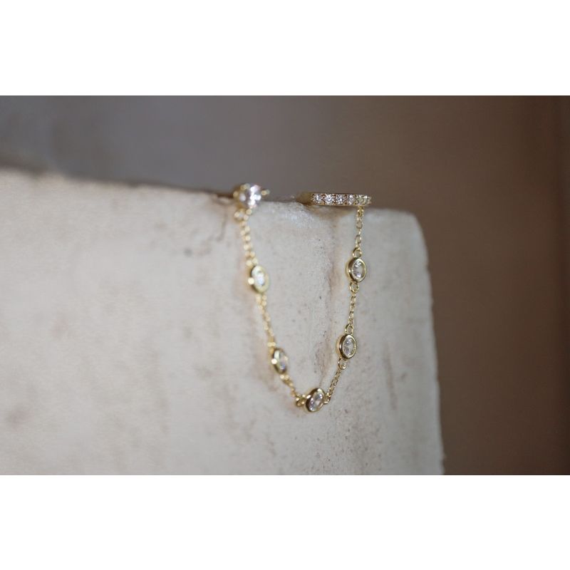 Crystal Chain Earring - Gold image