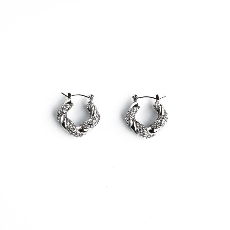 Crystal Silver Diamante Hoop Earrings image