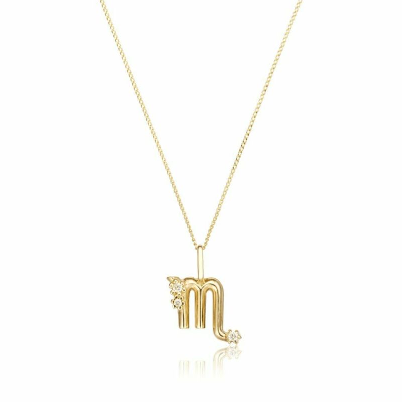 Solid Gold Genuine Diamond Zodiac Necklace image