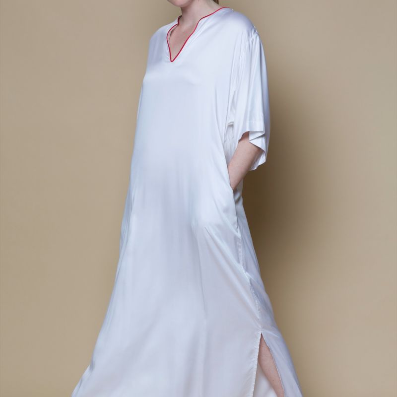 Vegan Silk Bamboo Kaftan White image