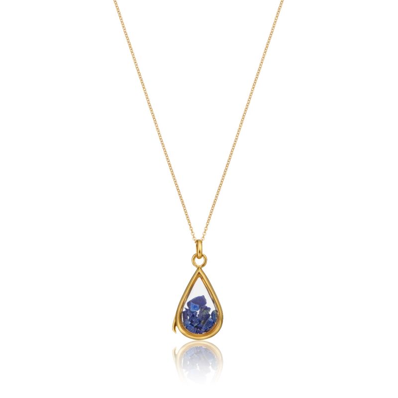 Gold Glass Lapis Teardrop Locket image