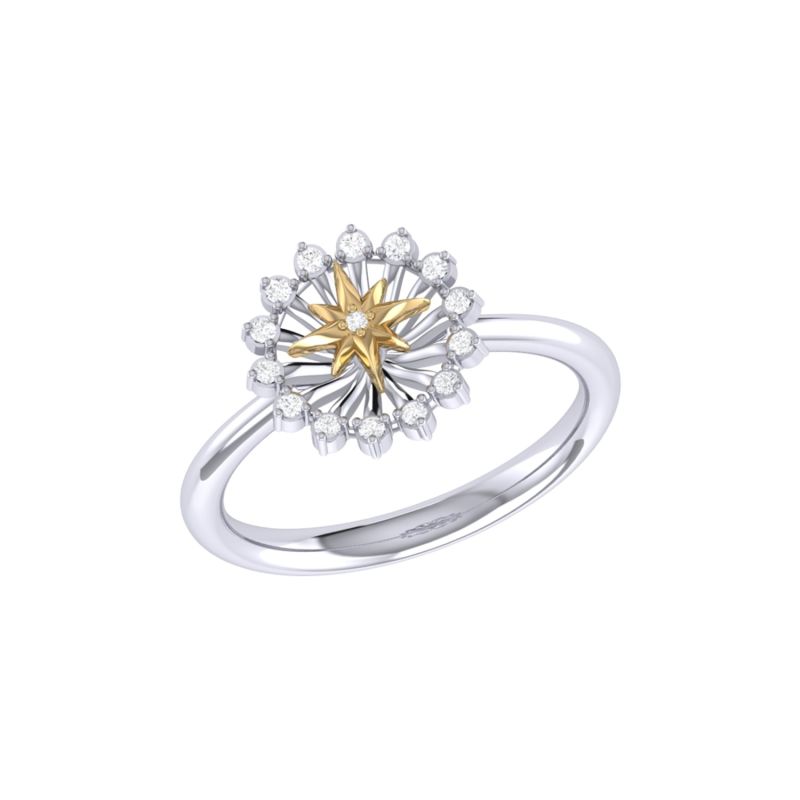 Starburst Two-Tone Ring In 14 Kt Gold Vermeil On Sterling Silver image