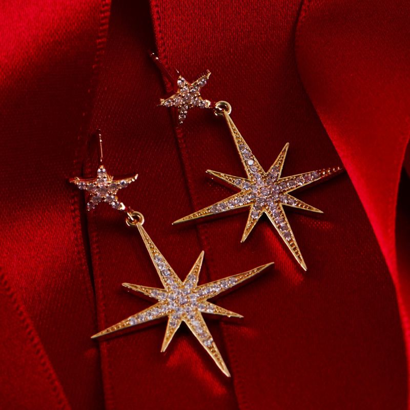 Petite Star Burst Drop Earring Gold image