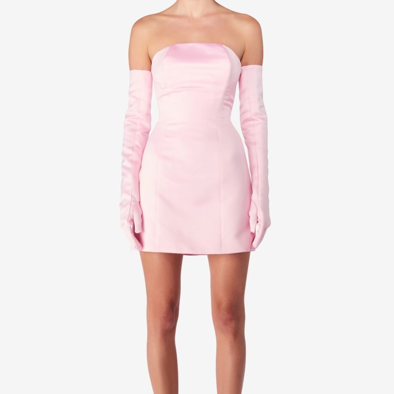 Cupid Satin Dress & Gloves - Pink image