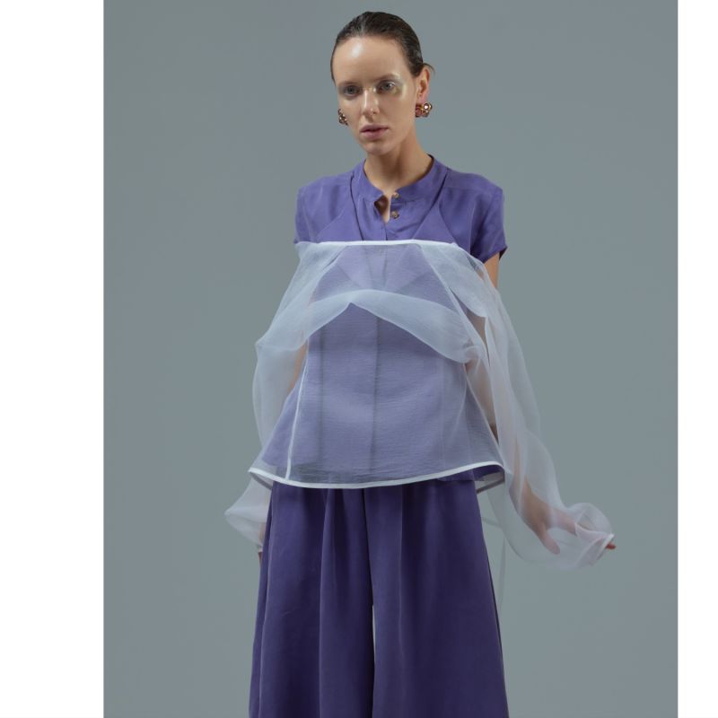 Cupro Blouse With Flared Hem Violet image