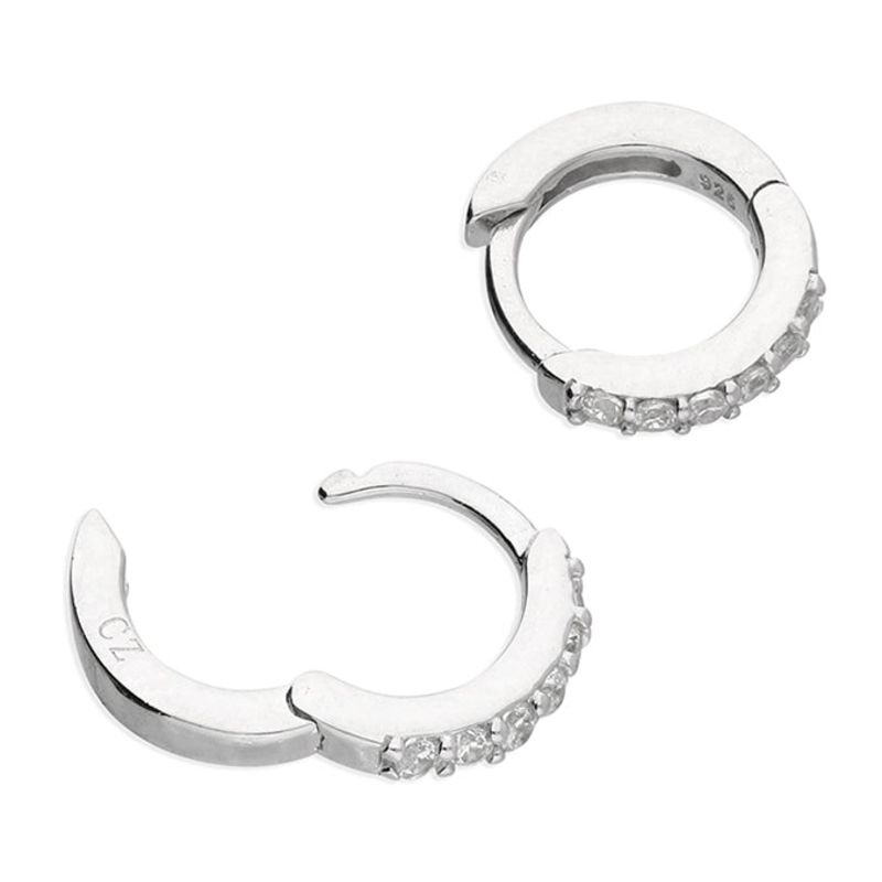 Curve Silver Huggie Earrings image