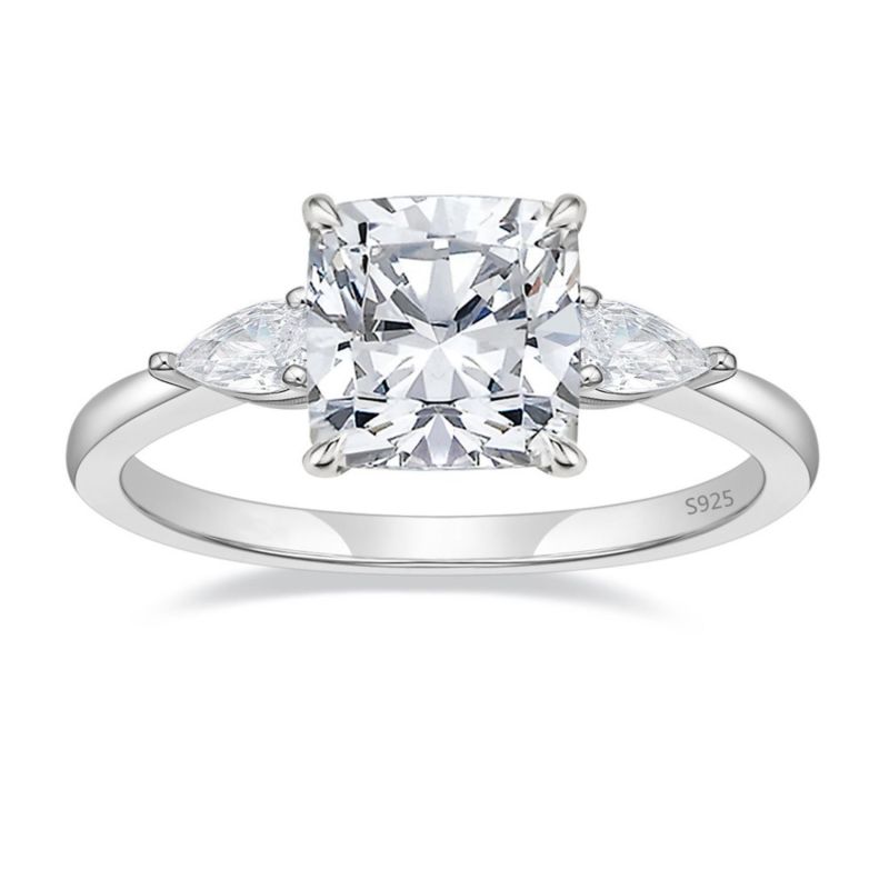 Cushion Cut Three Stone Platinum Ring image