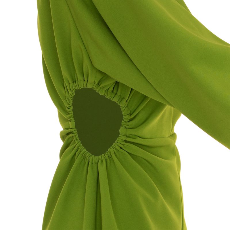 Cutout Crepe Midi Dress - Olive Color image