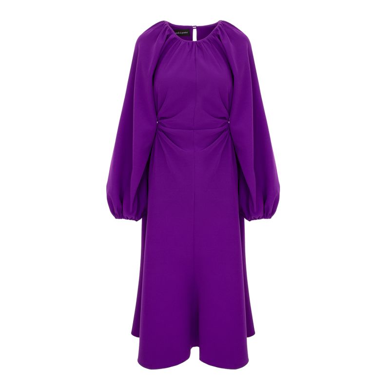 Cutout Crepe Midi Dress - Purple image