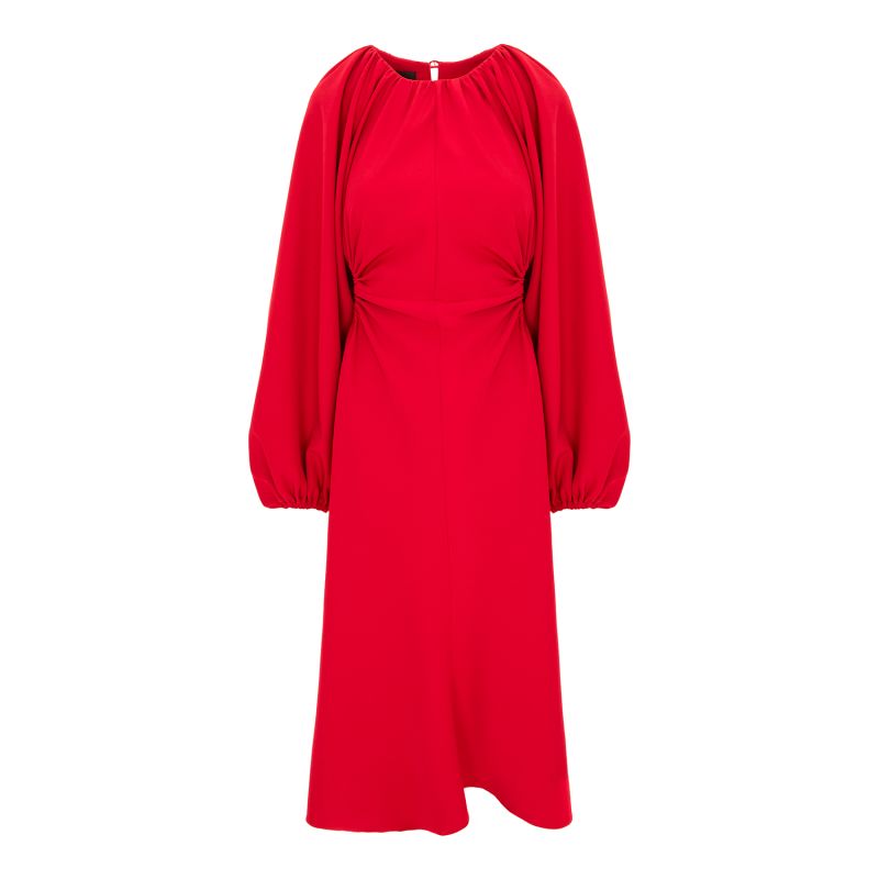 Cutout Crepe Midi Dress - Red image