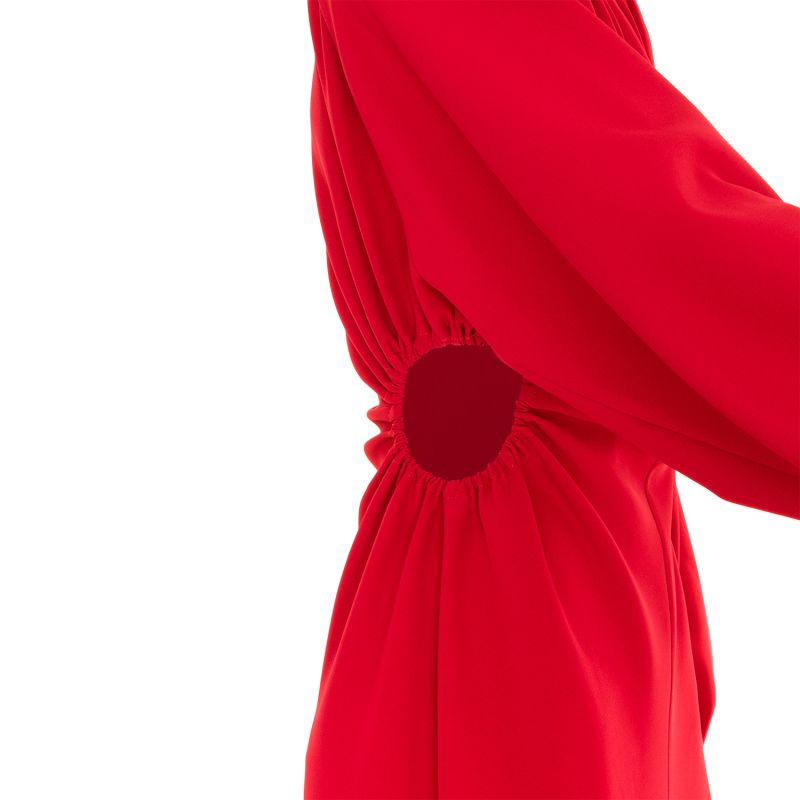 Cutout Crepe Midi Dress - Red image