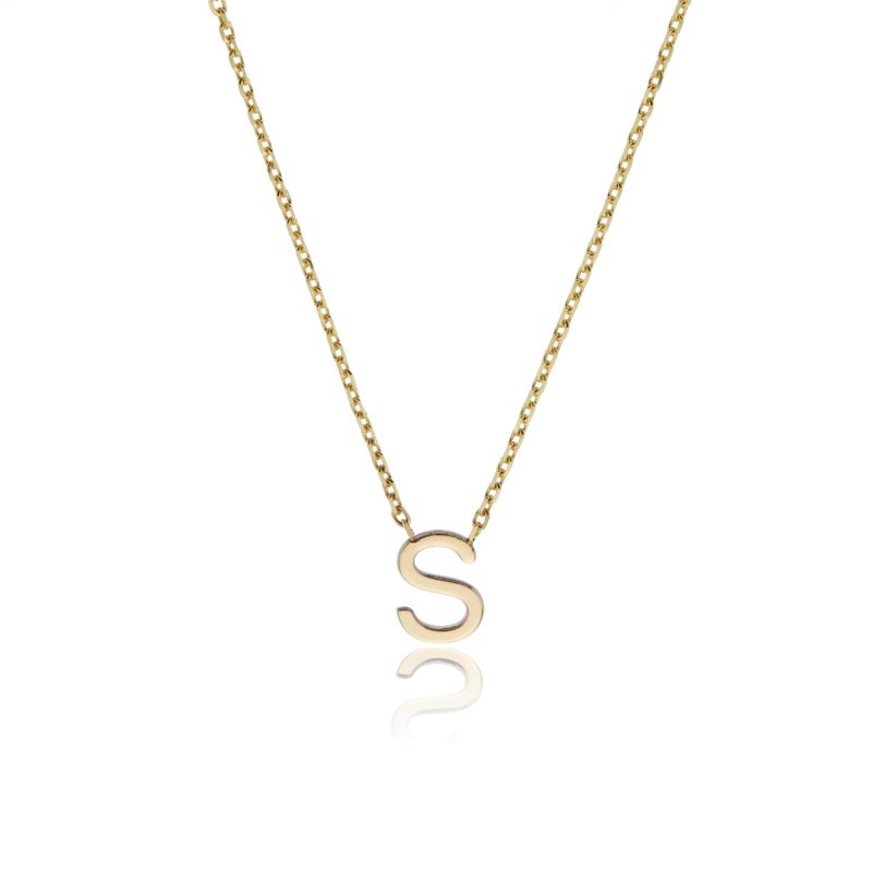 Solid Gold Miniature Initial Letter Necklace image