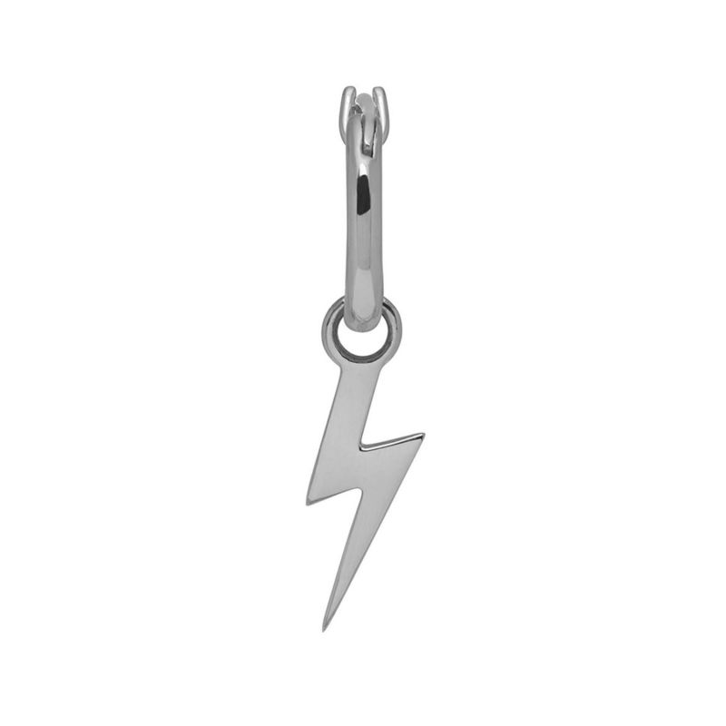 Lightning Bolt Hoop Earring In Silver image