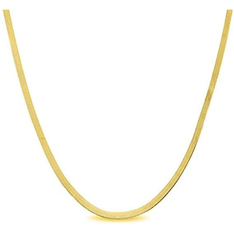 Large Herringbone Sterling Silver Flat Snake Chain - Gold image