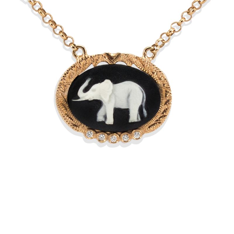 Lucky Elephant Cameo Necklace image